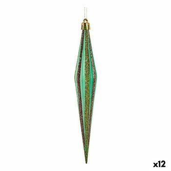 Set Adornos De Navidad Alargado Verde Dorado 3 X 8,5 X 19 Cm (12 Unidades)