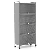 costway armario con ruedas estanteria de cocina de 5 niveles con puertas abatibles de pc 60 x 32 x 154 cm