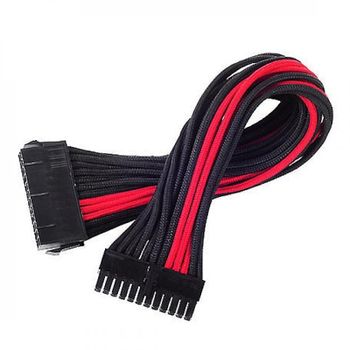 SilverSton PP07-MBBR Cable Extensor de Alimentación 24 Pin Macho/Hembra 30cm Negro/Rojo