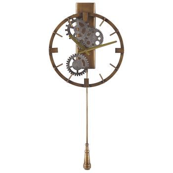 Reloj De Pared Redondo Con Péndulo Marco De Hierro Dorado 30 Cm Diseño Clásico Marcote