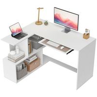 escritorio esquinero en l de tablero de particulas e1 homcom 120 x 100 x 76 cm  blanco