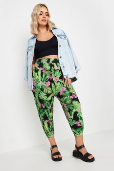 Yours Bombachos Capri Negros Tropicales, Mujer Curvy Y Tallas Grandes, Yours