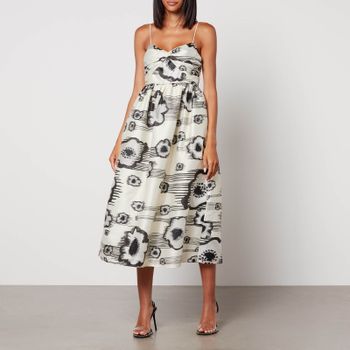 Stine Goya Abby Floral-Print Satin Midi Dress - L