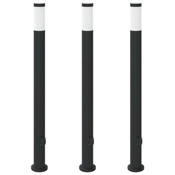 Balizas De Luz Con Toma De Corriente, 3 Unidades, 110 Cm, Acero Inoxidable, Ip44 Vidaxl