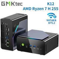 gmktec k12 mini pc para juegos amd ryzen 7 h 255 actualizado 8745hs mini computadoras de escritorio radeon 780m wifi 6ebt52 usb-c barebone