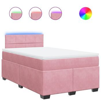 Cama Box Spring Con Colchón Terciopelo Rosa 120x190 Cm Vidaxl