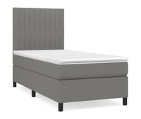 cama box spring con colchon tela gris oscuro 90x190 cm rayas verticales