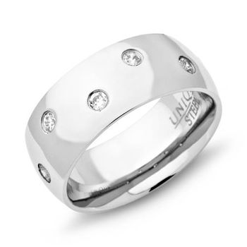 Anillo exclusivo de acero inoxidable circonita 8mm