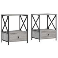 pack 2 uds mesita de noche  mesa auxiliar  mesilla madera ingenieria gris sonoma 50x41x65 cm