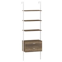 costway librero escalera de pared con 2 cajones con marco metalico estante abierto de exhibicion 60 x 30 x 184 cm