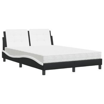 Cama Con Colchón Zadar Cuero Sintético Negro Y Blanco 140x200 Cm Vidaxl