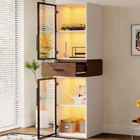 vitrina con led - mueble de salon - mdf y vidrio - blanco 40x40x200cm