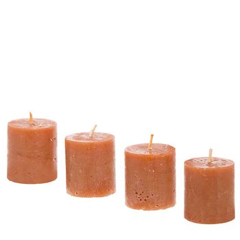 Lote de 4 velas cilíndricas naranjas h5
