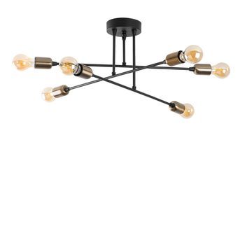 Lámpara De Techo Fleur-1501 Negro Metal 66x66x27 Cm