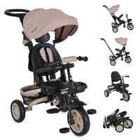 triciclo infantil explore con ruedas de goma reversible evolutivo y plegable de byox - beige