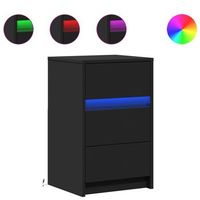 mesita de noche  mesilla de noche con luces led madera de ingenieria negra