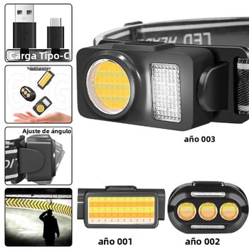 Linterna LED multifuncional para exteriores, mini linterna frontal de alta potencia, luz de pesca, luz de advertencia COB, faro rojo