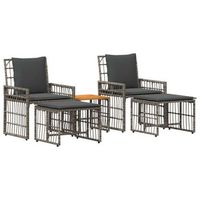 juego de muebles de exterior 5 piezas  mobiliario de jardin negro y gris oscuro