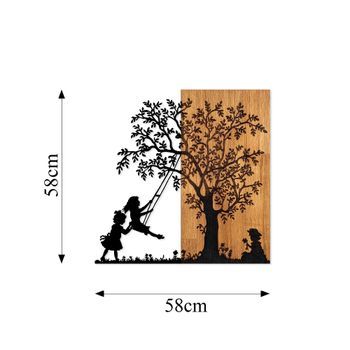 Decoración Pared De Madera The Árbol And The Shaking Children Nogal Negro 59x58 Cm