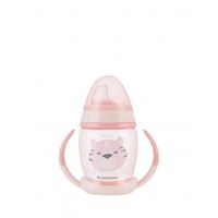 vasito de pp con boquilla de silicona 200ml happy face rosa