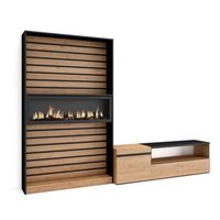 muebles de salon para tv conjunto de muebles comedor 260x186x35cm para tv hasta 65 chimenea electrica xxl estilo moderno roble y negro