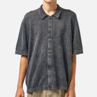 corridor acid wash pima cotton pointelle-knit shirt - s