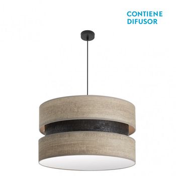 Colgante colet 3xe27 negro/madera gris regx60x60 cm
