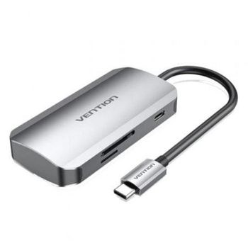 Docking Vention TNHHB USB-C 3xUSB 3.0 PD 100W Lector SD MicroSD Gris 0.15m