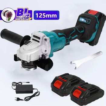 Amoladora Angular Eléctrica Inalámbrica de 125 mm, 3 Velocidades, Herramienta Eléctrica para Trabajar la Madera, Compatible con Batería Makita de 21 V