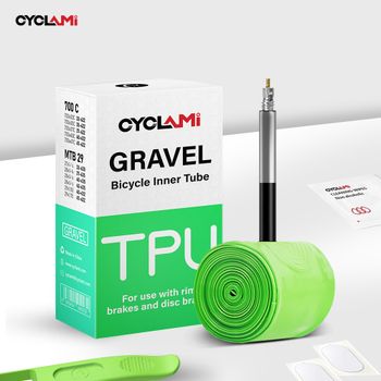 CYCLAMI grava ultraligera carretera MTB 29 bicicleta TPU tubo interior neumático válvula francesa FV 700c 32c 35c 37c 40c 47c con herramientas de reparación de neumáticos