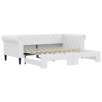 Sofá Con Cama Nido Cuero Sintético Blanco 90x200 Cm Vidaxl