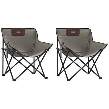 Sillas De Camping Con Bolsillo Plegables 2 Unidades Gris Cfw166392