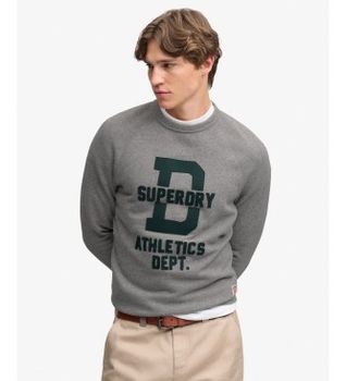 Superdry para hombre. M2014553A Sudadera Felt Applique Relaxed gris (XL), Casual, Algodón