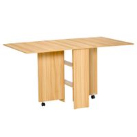 mesa plegable con ruedas 140x80x74 cm madera natural