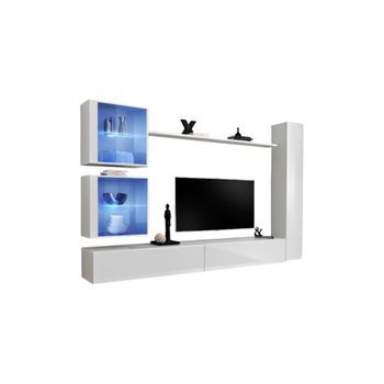 Conjunto De Muebles Para Sala Switch Xviii Diseño Mural, Color Blanco Brillante.