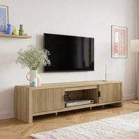 mueble de tv lukkodso con 2 puertas  mdf 150x40x40cm - roble medio claro encasa
