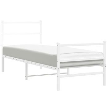 Cama Individual | Cama Para Adultos | Estructura Cama Metal Con Cabecero Y Estribo Blanco 80x200 Cm