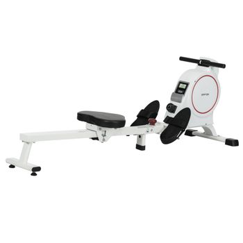 SPORTNOW Máquina de Remo Magnético Plegable para Casa, con 8 Niveles de Resistencia, Pantalla LCD, Ideal para Fitness, Blanco   Aosom España