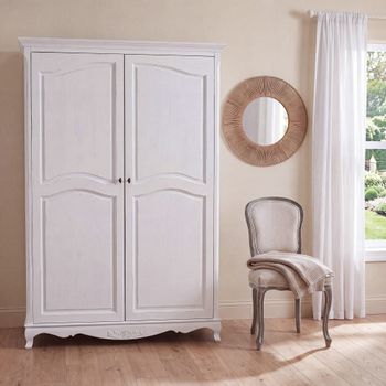 Armario de pino macizo blanco de 130 cm