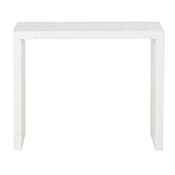 Consola con azulejos en relieve blanco