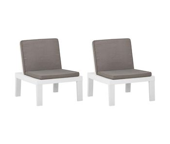 Sillones de jardin con cojines 2 unidades plástico blanco