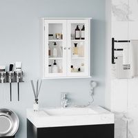 armario de pared bano de mdf cristal kleankin 55x20x65 cm-blanco