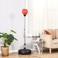 saco de boxeo de pie homcom acero pe o45x133-151 cm negro y rojo