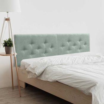 Dhome Cabecero De Tela Acualine Con 3 Hileras Intercaladas De Botones Cabezal Tapizado Cama Lujo(verde Agua, 160cm (2 Piezas))