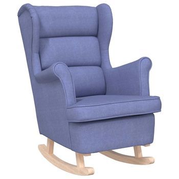 Silla De Relax | Silla Mecedora De Tela Azul Vaquero 74x90x102 Cm
