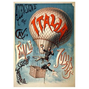Legendarte - Cartel Publicitario Vintage Ascensione Del Cav. Emile Julhes - Cuadro Lienzo, Impresión Digital Cm. 50x70