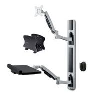startechcom estacian de trabajo soporte de pared para monitor vesa de 27 pulgadas 10kg con bracket para cpu  ordenador y bandeja para teclado y ratan - con brazo articulado para monitor