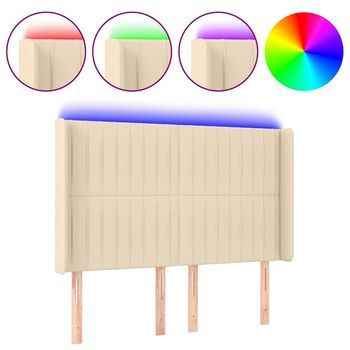 Cabecero Con Led De Tela Color Crema 147x16x118/128 Cm Vidaxl