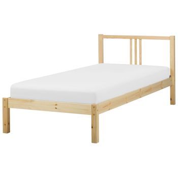 Cama Con Somier Moderna De Madera De Pino Marrón Claro 90 X 200 Cm Vannes