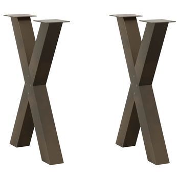 Patas Para Mesa De Comedor En Forma De X (2 Unidades, Acero Natural, 60 X 72-73 Cm) Vidaxl